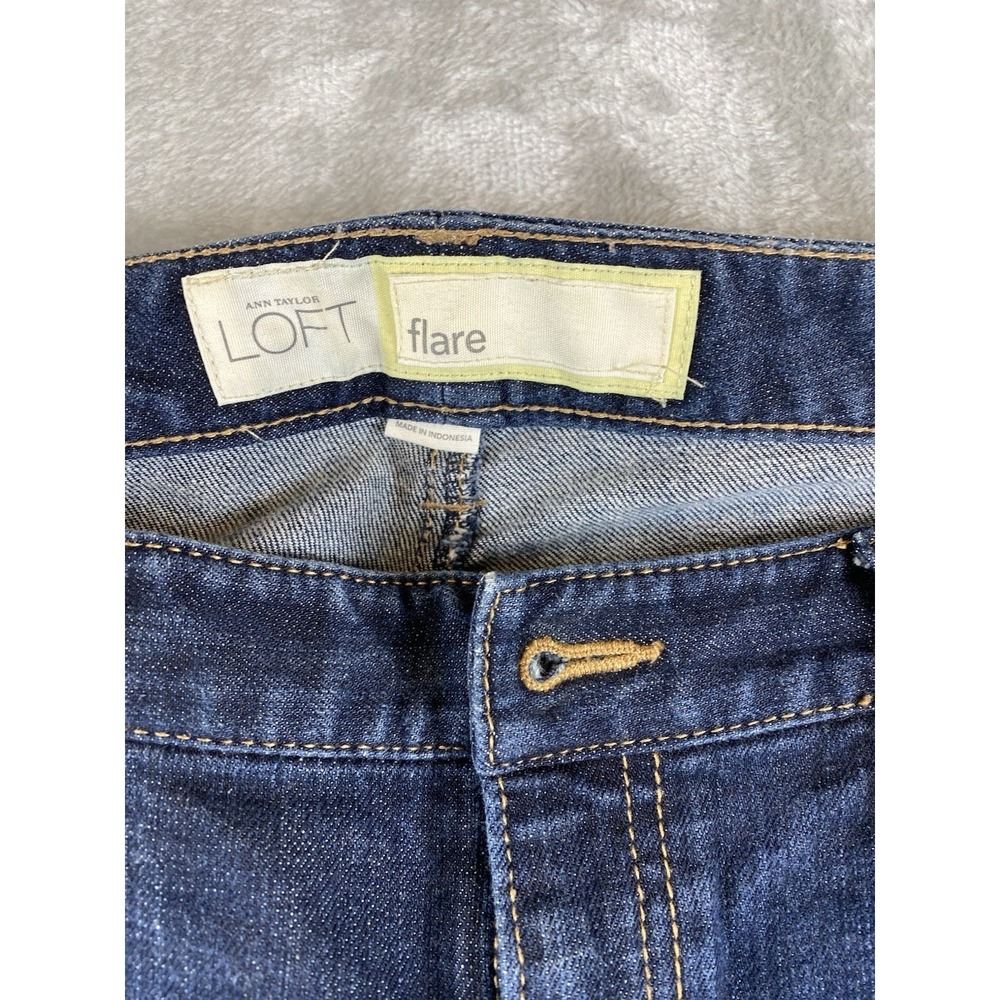 Ann Taylor LOFT Jeans Women's Flare Dark Size 4 Snap Flat Back pockets 30x32 - Picture 4 of 11
